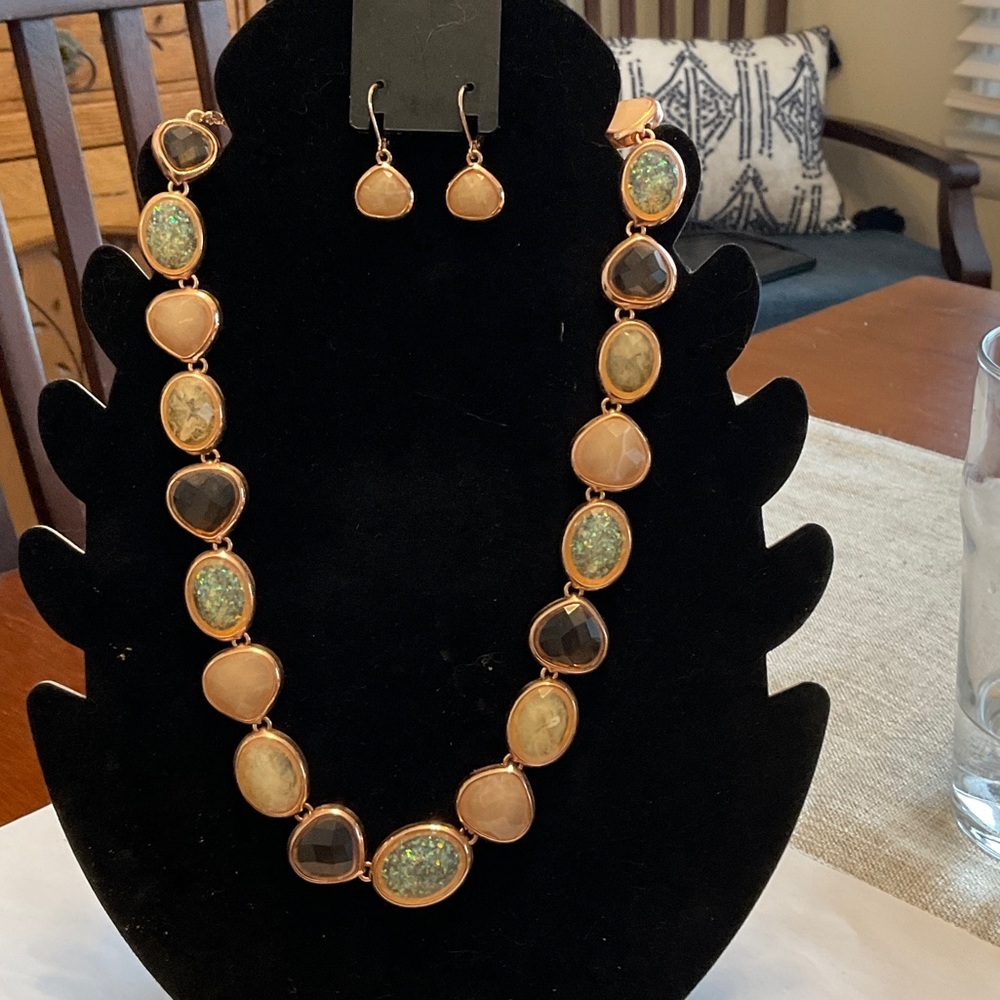 Anne Klein Multi-Stone Necklace and Earring Set